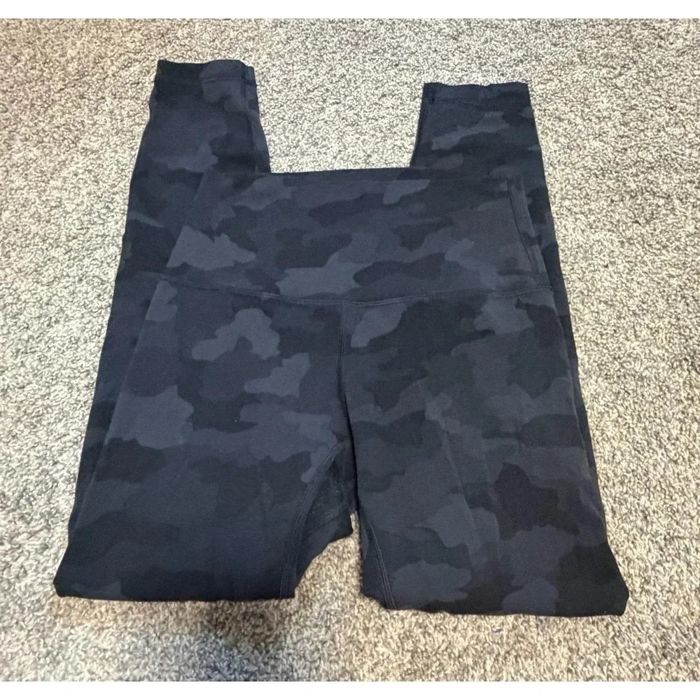 Lululemon Align High Rise Camo Leggings Black Gray Women's Size 4 Pockets